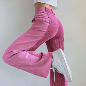 Patchwork  Corduroy Casual Pants